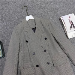 Двуборный блэйзер в гусиную лапку с карманами и отложным воротником Mang*o