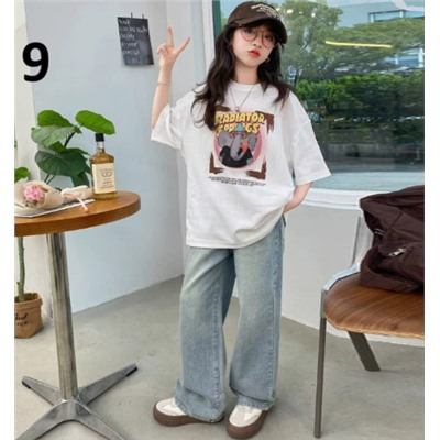 Хлопковые футболки для девочек (90-170) 10 Вариантов принтов