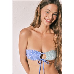 Top bikini bandeau estampado pañuelo
