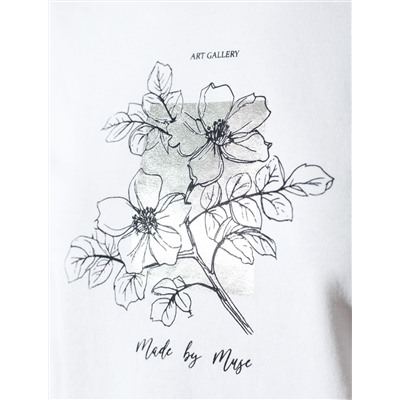 Свободная футболка с принтом из премиального хлопка с эластаном