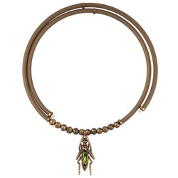 Колье Кузнечик (кристаллы SW зеленые, шампань; покрытие бронза), Есть комплект