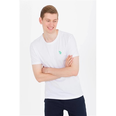 Erkek Beyaz Bisiklet Yaka Tişört