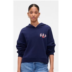 Relaxed Cropped Wedge Graphic Hoodie