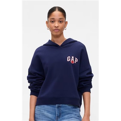 Relaxed Cropped Wedge Graphic Hoodie