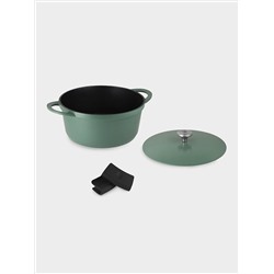 Кастрюля, 28 см, 6.3 л, с крышкой, с покрытием, алюминий, зелёная, Agile