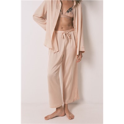 Pijama largo strass satén naranja