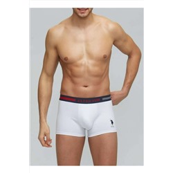 U.S. Polo Assn. Yazılı Lacivert Gri Beyaz 3'lü Pamuklu Likralı Erkek Boxer