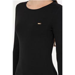 Kadın Siyah Bisiklet Yaka Sweatshirt
