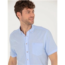 Açık Mavi Regular Fit Kısa Kollu Gömlek