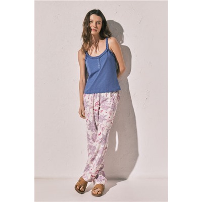 Camiseta tirantes volantes algodón azul