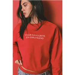 Sudadera corta lisa felpa algodón roja