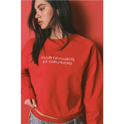 Sudadera corta lisa felpa algodón roja