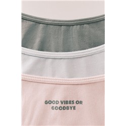 Pack 3 bragas brasileñas algodón azul, blanco, verde