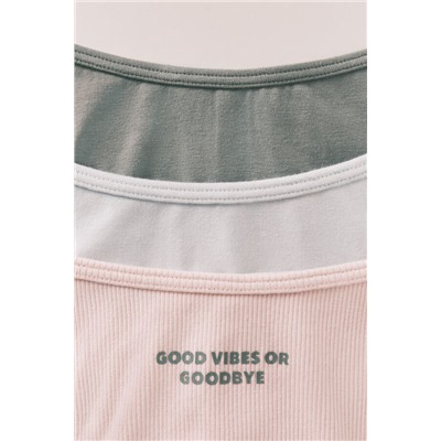 Pack 3 bragas brasileñas algodón azul, blanco, verde