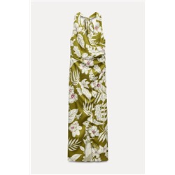 LINEN BLEND FLORAL PRINT DRESS