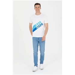 Erkek Beyaz Bisiklet Yaka Tişört