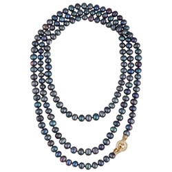 Колье (жемчуг бензиновый 8-9мм, фианит; покрытие золото) 140см, Есть комплект