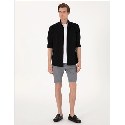 Siyah Slim Fit Uzun Kollu Gömlek