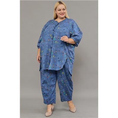 Костюм женский с брюками больших размеров (К-01 клякса)