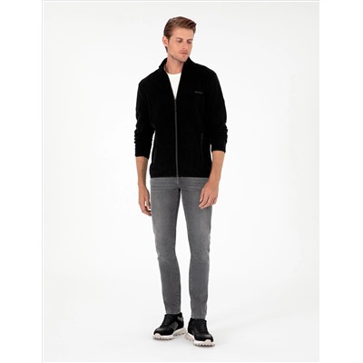Siyah Regular Fit Polar Hırka