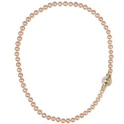 Колье (жемчуг нежный персик 7-8мм, фианит; покрытие золото) 50см, Есть комплект