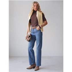 Джинсы классические с декоративной стиркой из эластичного денима