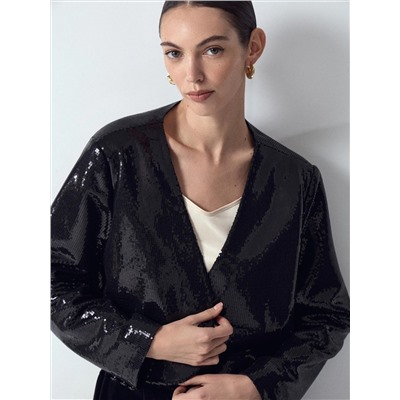 Укороченный жакет с пайетками, ML827/lustrini