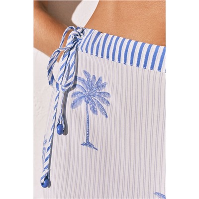 Pantalón largo estampado rayas palmeras
