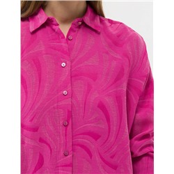 Pembe Keten Karışımlı Oversize Gömlek