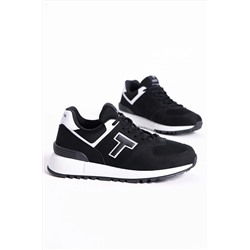 Tonny Black Unisex Siyah Beyaz Kaymaz Eva Taban Süet Sneaker AT1903-0