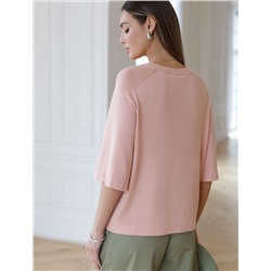 Свободный джемпер с рукавом 3/4 тонкой вязки из вискозы