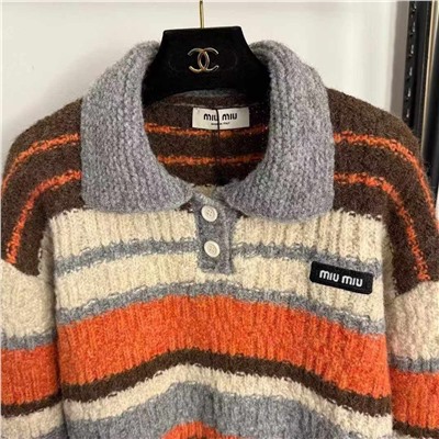 Женский шерстяной свитер в полоску  МИУ МИ*У