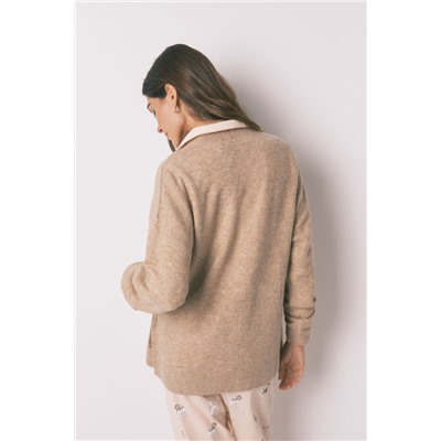 Cárdigan liso punto tricot beige