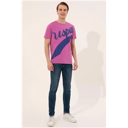 Erkek Menekşe Bisiklet Yaka Tişört