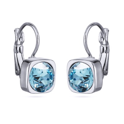 Серьги Теннис (кристаллы SW аквамарин 8мм; покрытие родий), Есть комплект