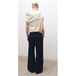 Jeans wide leg pinzas rinse wash