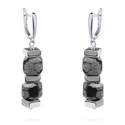 Серьги Терра (обсидиан; покрытие родий), Есть комплект