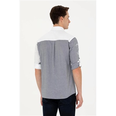 Erkek Lacivert Uzun Kollu Gömlek