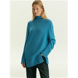 Удлиненный свитер с шерстью, B3031/turkoosi