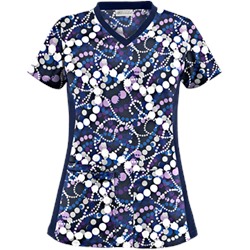 UA Mardi Gras Navy Print Scrub Top