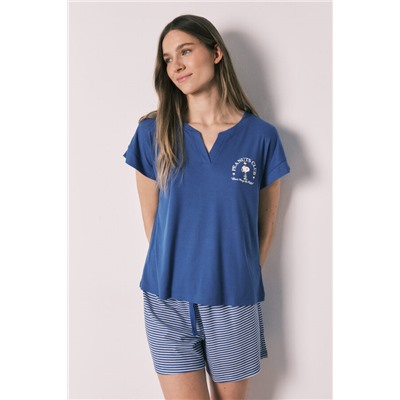 Pijama corto Snoopy azul