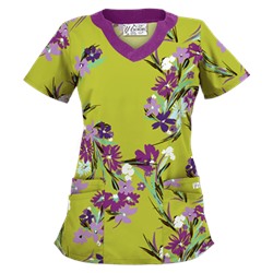 UA Island Bouquet Giddy Green Print Scrub Top