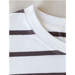 Лонгслив в полоску с принтом из премиального хлопка с эластаном