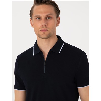 Lacivert Slim Fit Polo Yaka Tişört