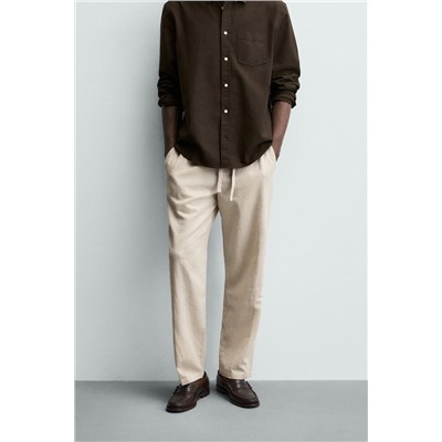 RELAXED FIT COTTON-LINEN TROUSERS