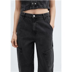 Jeans slouchy cargo tiro medio