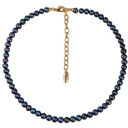 Колье (жемчуг бензиновый 6-7мм; покрытие золото) 37-43см, Есть комплект