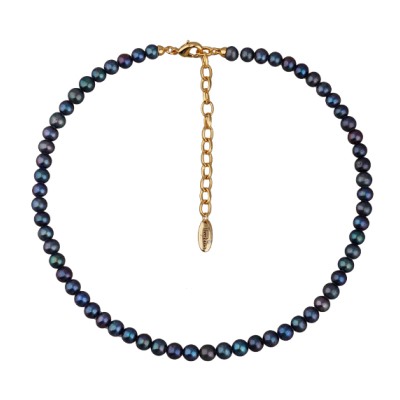 Колье (жемчуг бензиновый 6-7мм; покрытие золото) 37-43см, Есть комплект