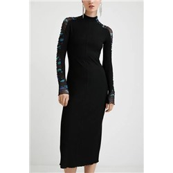 Vestido slim largo canalé