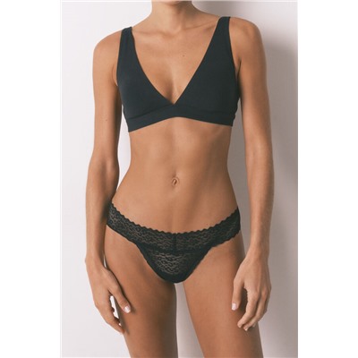 Tanga encaje negra animal print